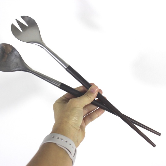 1960s Stelton Danish Modern Rosewood and Stainless Salad Servers- a Pair - Picture 9 of 9